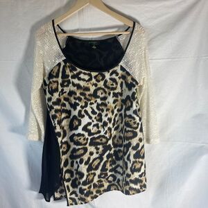 Poeme By Citron Santa Monica NWT‎ Layered 3/4 Sleeve Top Sz L